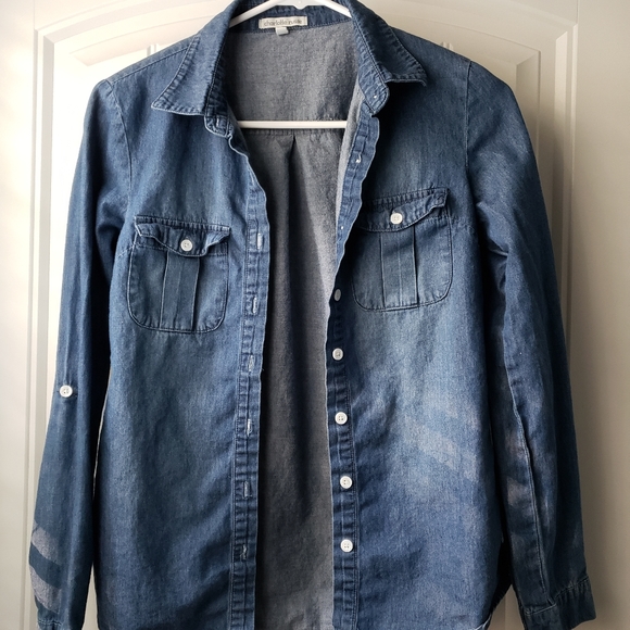 Charlotte Russe Tops - Charlotte Russe dark Demin Button down Shirt Size XS